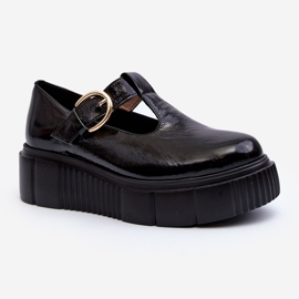 Zazoo 20102 muodikkaat kiiltonahkakengät massiivisella alustalla, musta 1