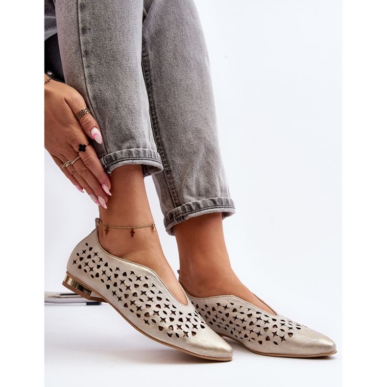 Zazoo 2883 harjakattoiset baleriinikengät, jotka on valmistettu luonnonnahasta, kulta kultainen 1