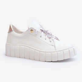 Zazoo 2919 naisten nahkakengät, joissa paksu pohja, valkoinen 1