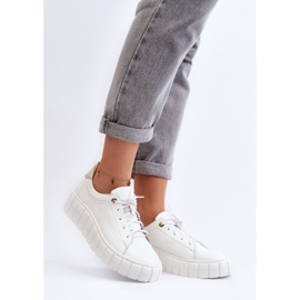 Zazoo 2919 naisten nahkakengät, joissa paksu pohja, valkoinen 2