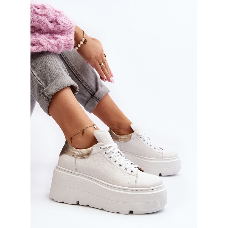 Zazoo 10165 naisten urheilukengät massiivisella alustalla, valkoinen 1