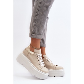 Zazoo 10165 naisten urheilukengät massiivisella alustalla, beige 1