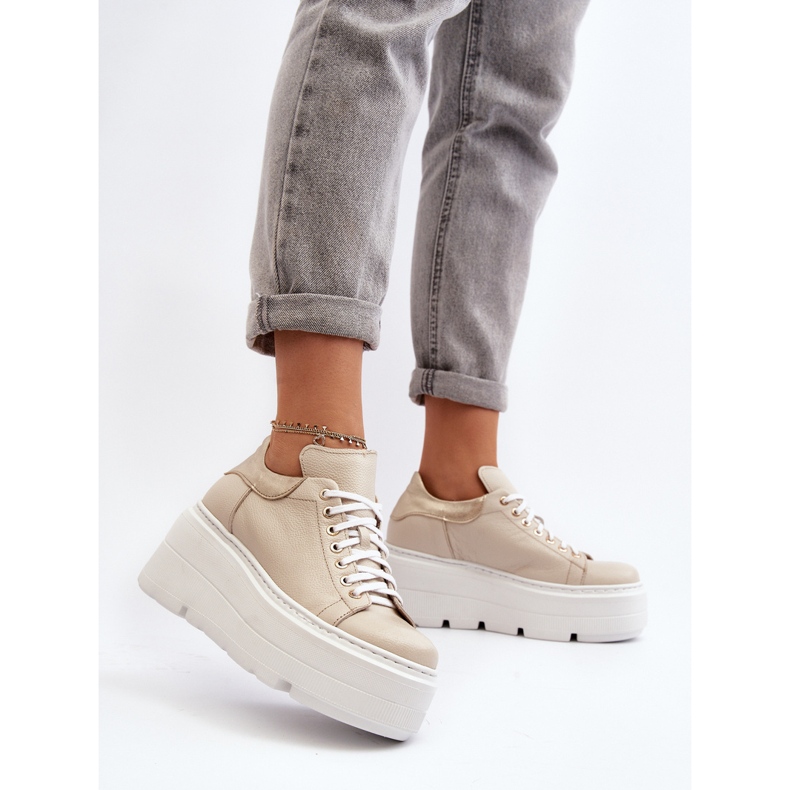 Zazoo 10165 naisten urheilukengät massiivisella alustalla, beige 2