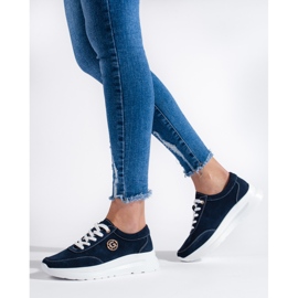 Tummansiniset nahkaiset urheilukengät sininen 2