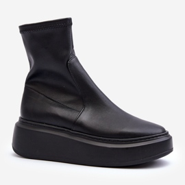 Zazoo 3395 naisten nahkaiset nilkkurit massiivisella alustalla, musta 2