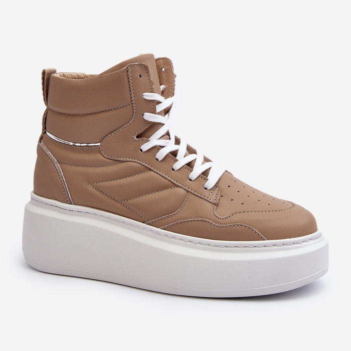 Zazoo 3392/X naisten nahkaiset urheilukengät alustalla, beige 2