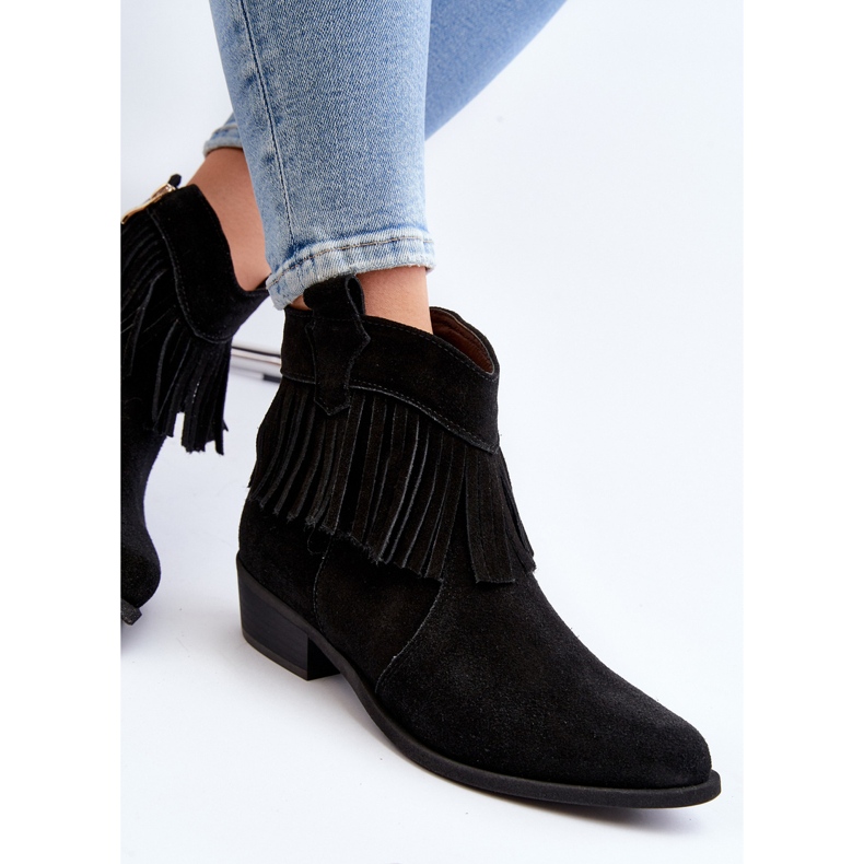 Zazoo 3430 naisten mokkasaappaat hapsuilla, musta 1