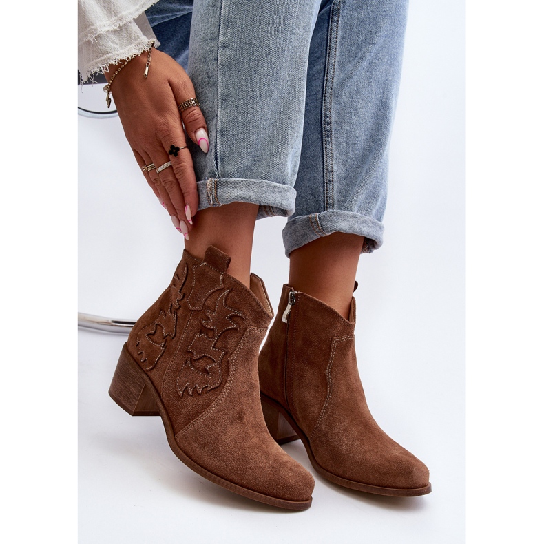 Zazoo 3426 naisten mokkanahkaiset cowboysaappaat, ruskea 1