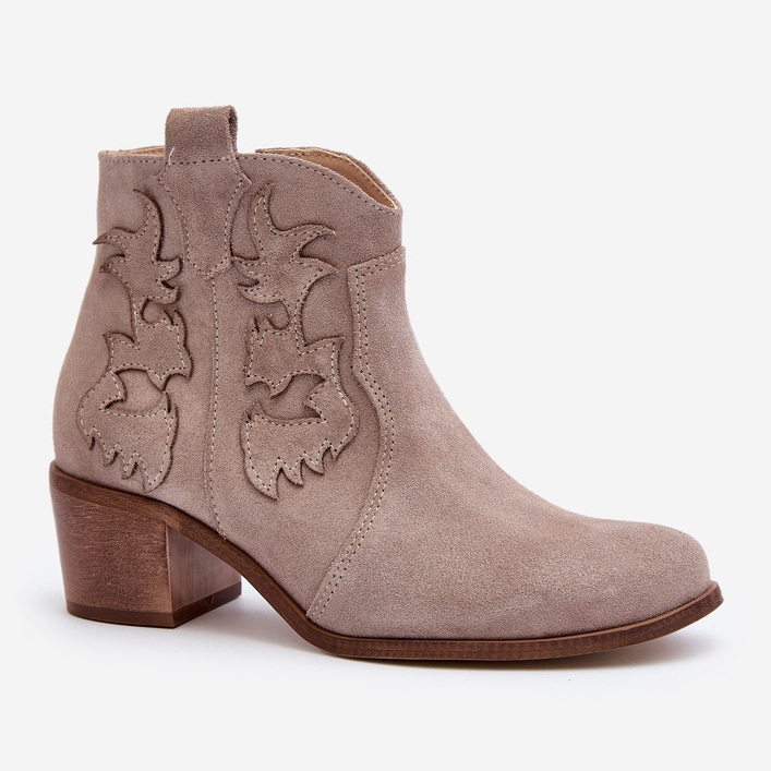 Zazoo 3426 naisten mokkanahkaiset cappucinon cowboysaappaat beige 2