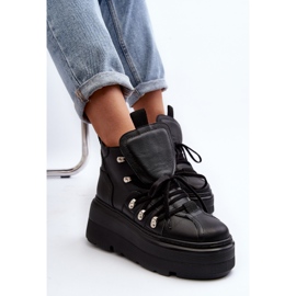 Zazoo 3416 nahkaiset naisten urheilukengät, mustat 2