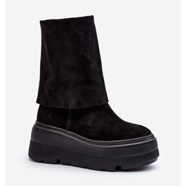 Zazoo 3410 mokkanahkaiset naisten nilkkurit massiivisella alustalla, musta 2