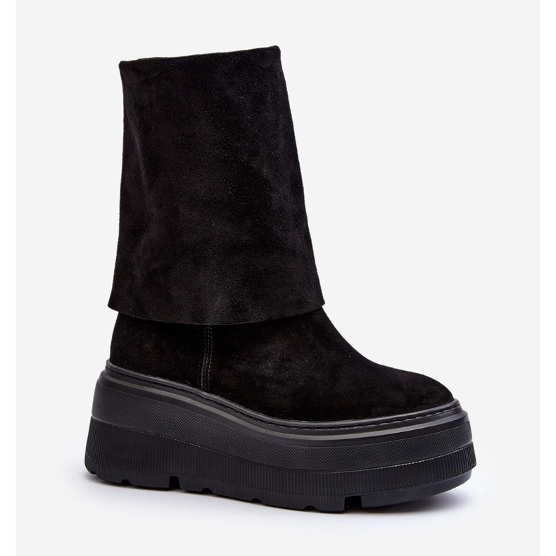 Zazoo 3410 mokkanahkaiset naisten nilkkurit massiivisella alustalla, musta 2