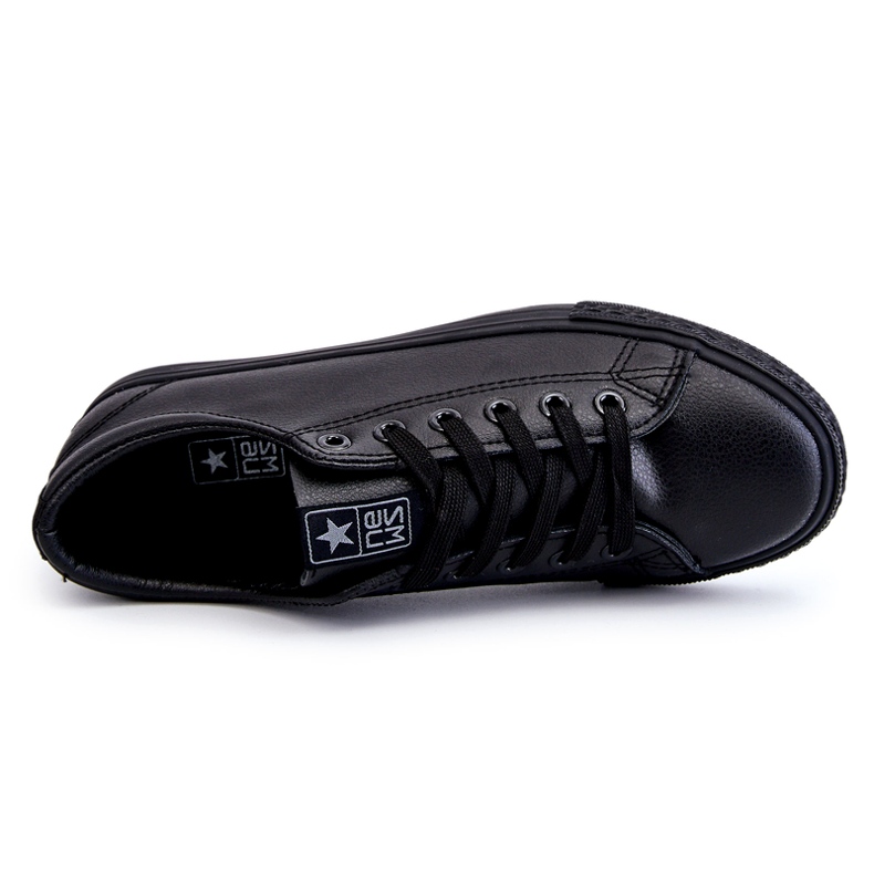 News Naisten nahka sidottu klassiset mustat lenkkarit 1