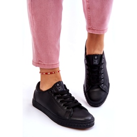 News Naisten nahka sidottu klassiset mustat lenkkarit 5