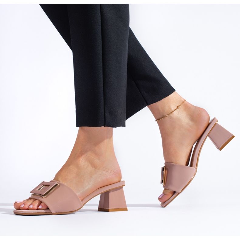 Naisten materiaalimuulit matalakorkoisessa Shelovet pölypintaisessa pinkissä vaaleanpunainen 2