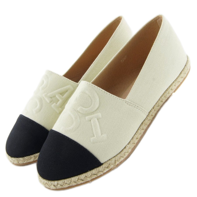 Esapdryle kohokuvioiduilla kirjaimilla T267 Beige musta ruskea 1