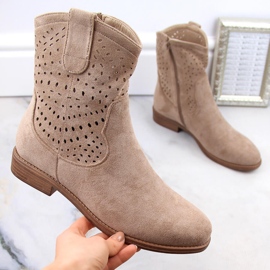 Beige mokkanahka naisten harjakattoiset nilkkurit S.Barski HY66-135 1