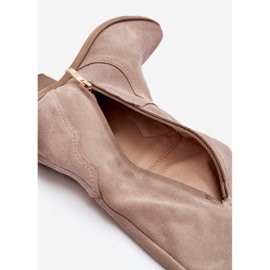 Zazoo 3427 naisten mokkanahkaiset cappuccino-cowboysaappaat beige 2