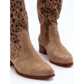 Zazoo 3403 Naisten harjakattoiset saappaat matalakorkoisilla Vaaleanbeigillä beige 2