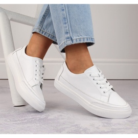 Naisten nahkaiset urheilukengät, valkoiset Sergio Leone SP016 valkoinen 1