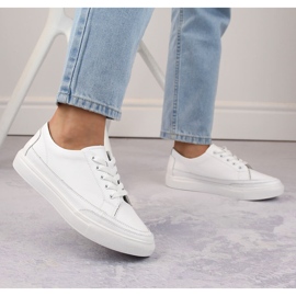 Naisten nahkaiset urheilukengät, valkoiset Sergio Leone SP016 valkoinen 2