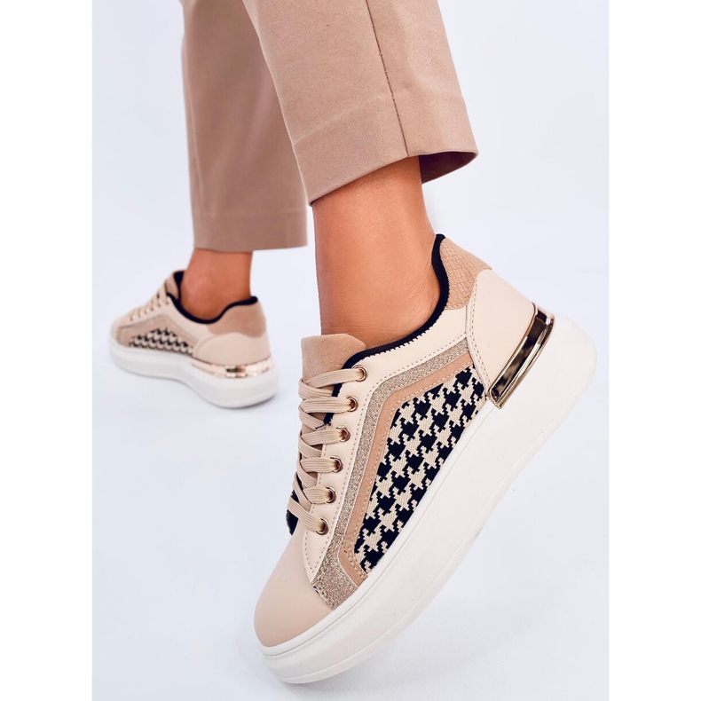 Volyne Beige naisten houndstooth-lenkkarit 2
