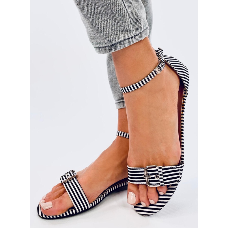 Ditty Black raidalliset sandaalit - 2. laatu valkoinen 2