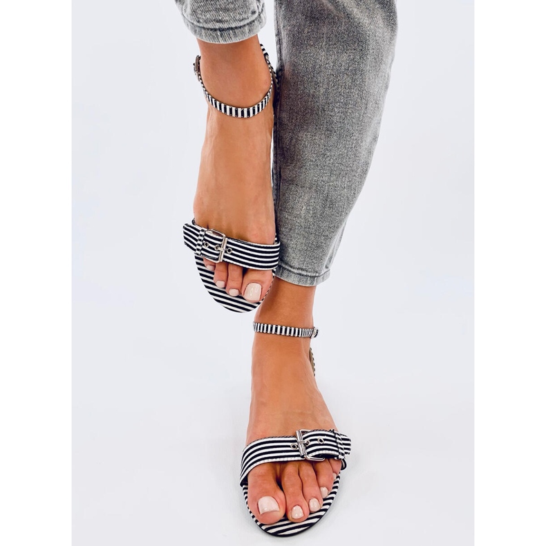 Ditty Black raidalliset sandaalit - 2. laatu valkoinen 1