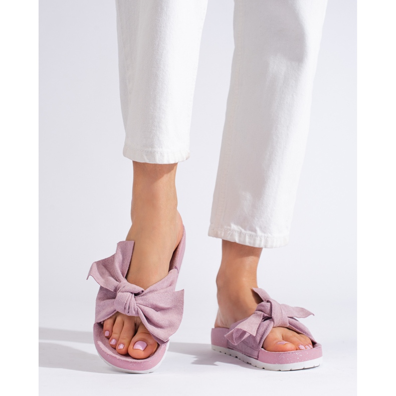 SHELOVET Muodikkaat tossut rusetilla vaaleanpunainen 2