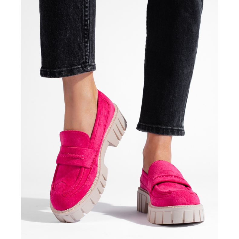 Naisten vaaleanpunaiset mokkanahkakengät vaaleanpunainen 2