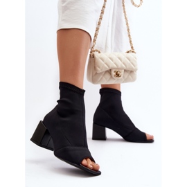 Zazoo 2876 Naisten korkeakorkoiset saappaat avovarpailla, musta 2