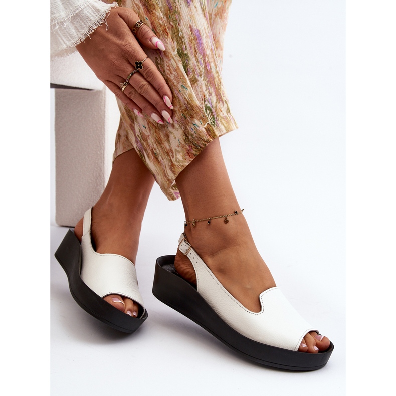 Zazoo 2893 naisten nahkasandaalit, joissa paksu pohja, valkoinen 1