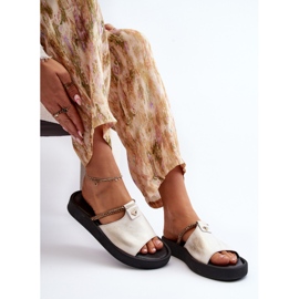 Zazoo 2896 naisten nahkaiset varvastossut, valkoinen ja kulta kultainen 1