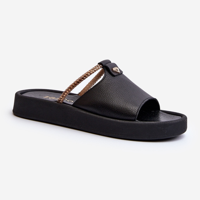 Zazoo 2896 naisten nahkaiset varvastossut, musta 1