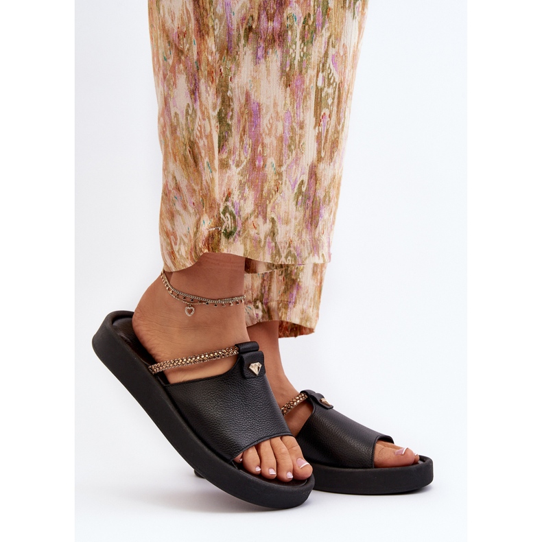 Zazoo 2896 naisten nahkaiset varvastossut, musta 2