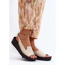 Zazoo 2893 naisten nahkasandaalit paksulla pohjalla, vaalea beige 2