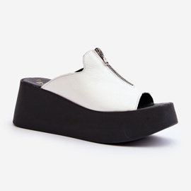 Zazoo 2916 naisten varvastossut massiivisella alustalla vetoketjulla, valkoinen 1