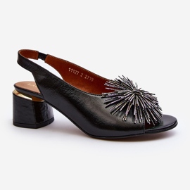 Nahkasandaalit koristeellisella Laura Messi 2719 mustalla 2