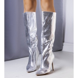 BM Hopeiset saappaat Dinami-korkossa hopea 1