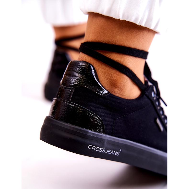 Cross Jeans Naisten tennarit, sidottu ristikkofarkut JJ2R4039C musta 2