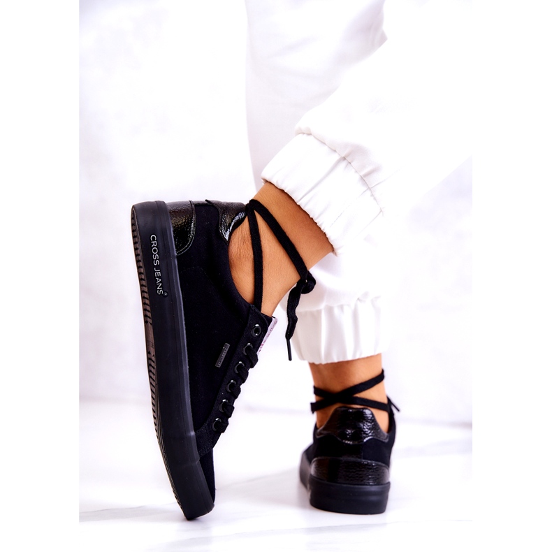 Cross Jeans Naisten tennarit, sidottu ristikkofarkut JJ2R4039C musta 3