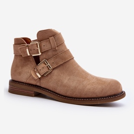 Naisten tasaiset saappaat hihnoilla Beige Melviana 2