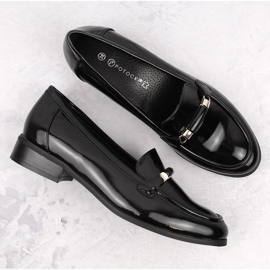 Naisten mustat patentoidut matalakorkoiset kengät Potocki SZ12065 3