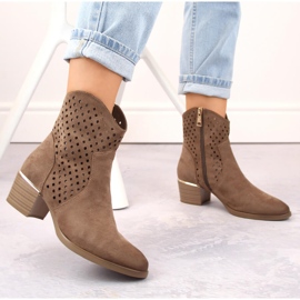 Naisten mokkanahkaiset harjakattoiset cowboysaappaat, ruskea, Vinceza 58239 2