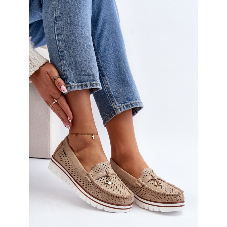 Naisten avoimet mokkasiinit Golden Twista kultainen 1