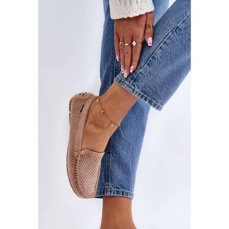 Naisten harjakattoiset mokkasiinit beige Rasirna 1