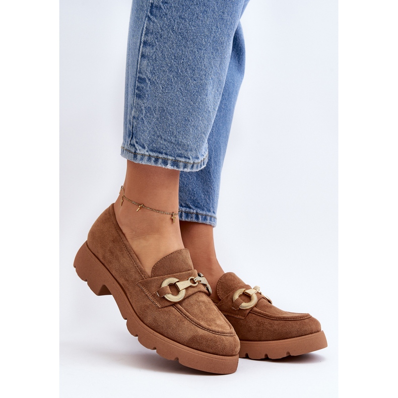 Naisten mokasiinit, joissa on kameli Railenes -koriste ruskea 2