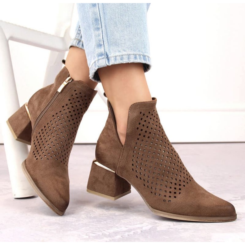 Potocki W WOL213B mokkanahkaiset korkeakorkoiset nilkkurit, ruskea 1