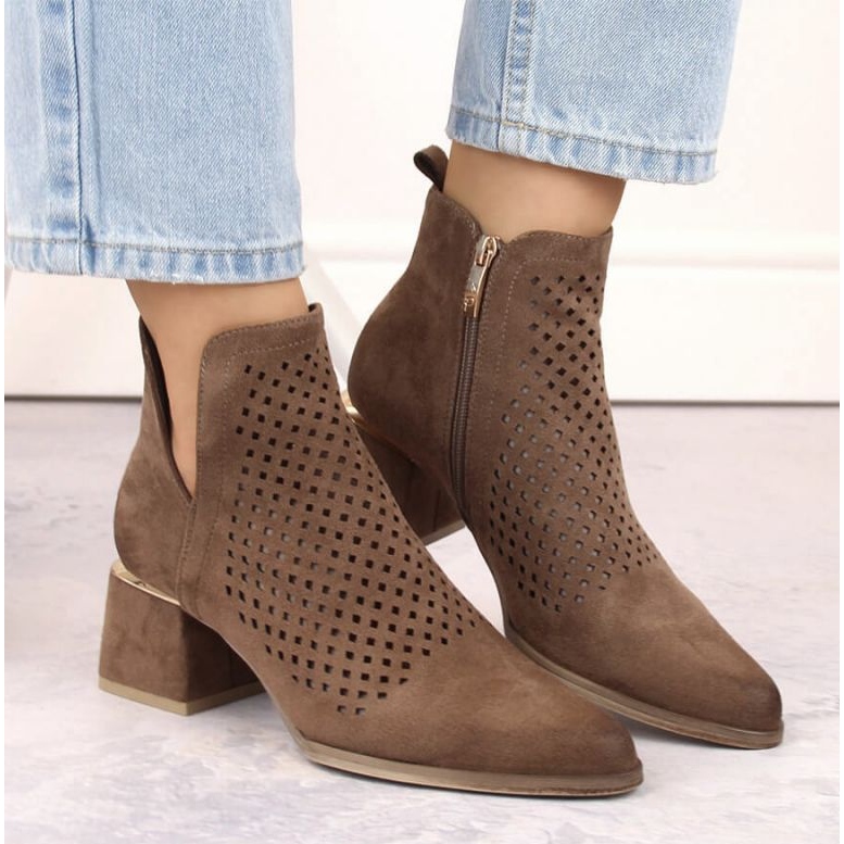 Potocki W WOL213B mokkanahkaiset korkeakorkoiset nilkkurit, ruskea 2