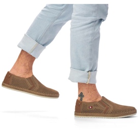 Nahkaiset harjakattoiset kengät Rieker M RKR503A, beige 1